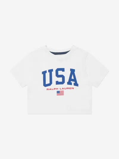 Polo Ralph Lauren Babies' Ralph Lauren Girls Usa T-shirt In White