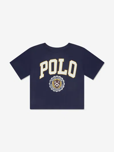 Polo Ralph Lauren Babies' Girls Varsity Polo T-shirt In Blue