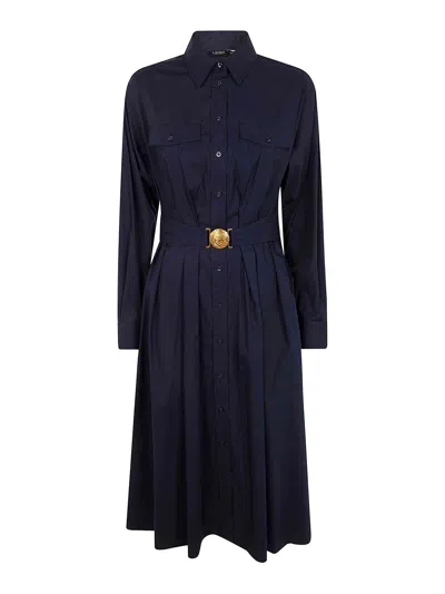Ralph Lauren Gistal Short Sleeve Day Dress In Blue