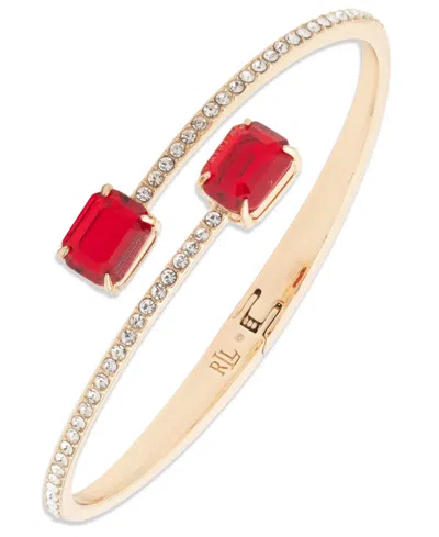 Ralph Lauren Glass Bypass Stone Cuff Bracelet In Silver-tone (also In Gold-tone)
