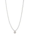 Ralph Lauren Glass Crystal Stone Pave Beaded Pendant Necklace In Silver