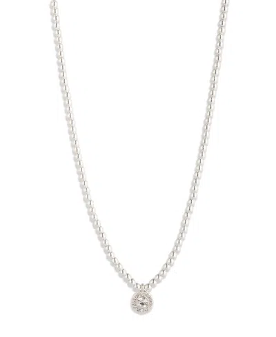 Ralph Lauren Glass Crystal Stone Pave Beaded Pendant Necklace In Silver