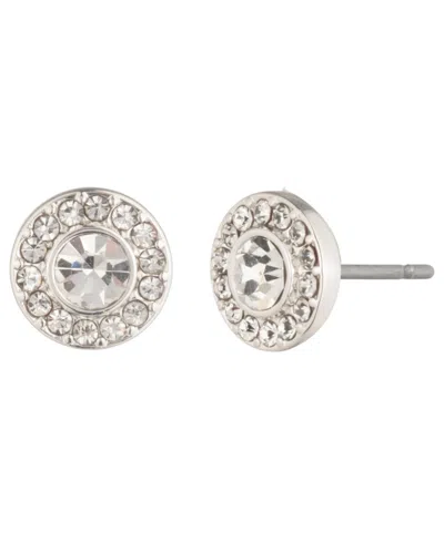 Ralph Lauren Glass Crystal Stone Pave Stud Earrings In Silver