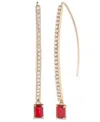 Ralph Lauren Glass Pave Stone Silver-tone Threader Earrings (also In Gold-tone) In Multi