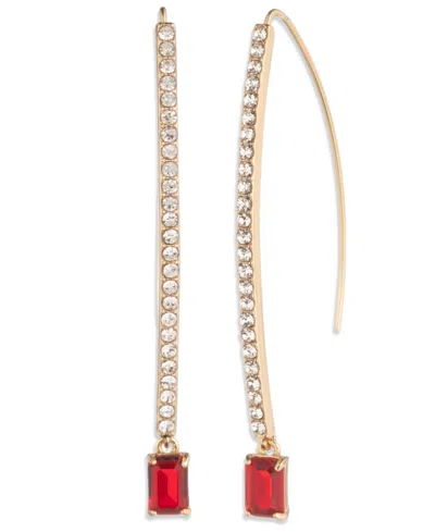 Ralph Lauren Glass Pave Stone Silver-tone Threader Earrings (also In Gold-tone) In Multi