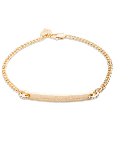Ralph Lauren Glass Stone Crystal Logo Flex Bracelet In Gold