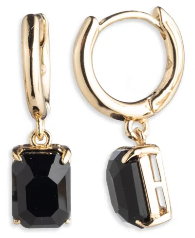 Ralph Lauren Glass Stone Drop Huggie Earrings In Gold