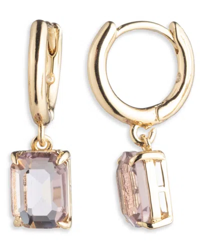 Ralph Lauren Glass Stone Drop Huggie Earrings In Gold