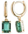 Ralph Lauren Glass Stone Drop Huggie Earrings In Green
