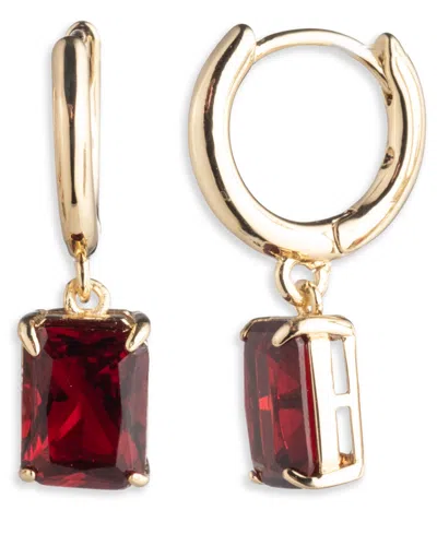 Ralph Lauren Glass Stone Drop Huggie Earrings In Red