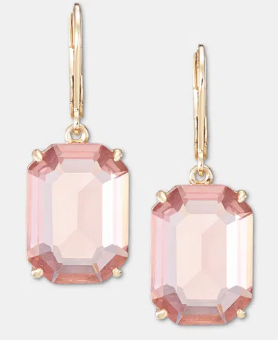 Ralph Lauren Glass Stone Gold-tone Drop Earrings In Pink