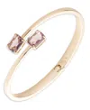 Ralph Lauren Glass Stone Gold-tone Jet Bypass Cuff Bracelet In Gray