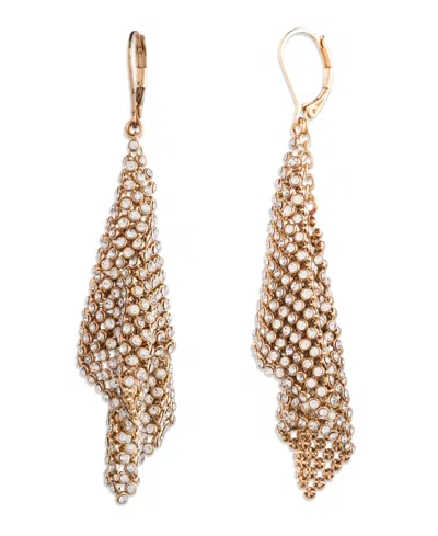 Ralph Lauren Glass Stone Mesh Double Drop Earrings In Gold