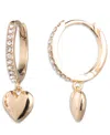 Ralph Lauren Glass Stone Puffy Heart Huggie Earrings In Gold