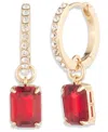 Ralph Lauren Glass Stone Silver-tone Drop Hoop Earrings (also In Gold-tone) In Gold