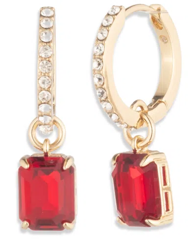 Ralph Lauren Glass Stone Silver-tone Drop Hoop Earrings (also In Gold-tone)