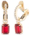 Ralph Lauren Glass Stone Silver-tone Drop Hoop Earrings (also In Gold-tone) In Multi