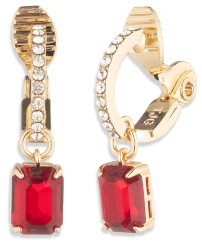 Ralph Lauren Glass Stone Silver-tone Drop Hoop Earrings (also In Gold-tone) In Multi