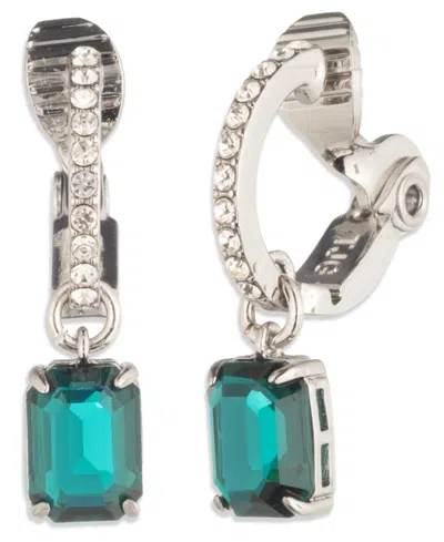 Ralph Lauren Glass Stone Silver-tone Drop Hoop Earrings (also In Gold-tone) In Multi