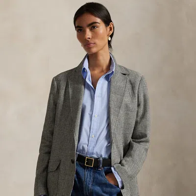 Ralph Lauren Glen Check Linen Tweed Blazer In Multi