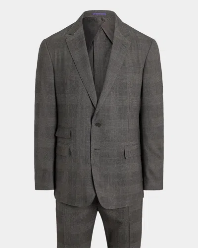 Ralph Lauren Glen Check Wool Single-breasted Suit In Brown
