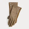 Ralph Lauren Glen Plaid Button-trim Wool-blend Gloves In Brown