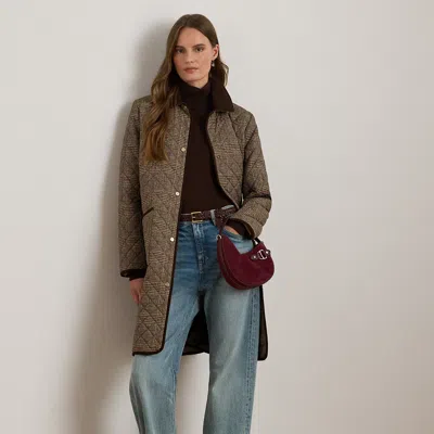 Ralph Lauren Glen Plaid Corduroy-trim Quilted Jacket In Multi