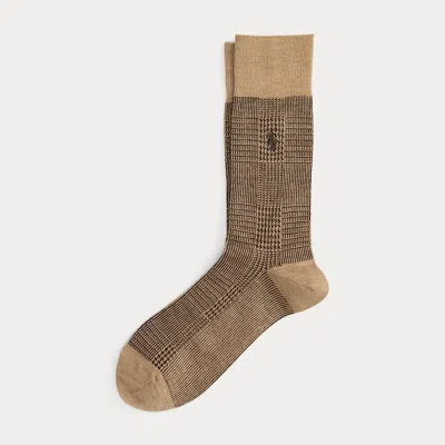 Ralph Lauren Glen Plaid Trouser Socks In Brown