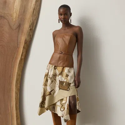 Ralph Lauren Glenn Diary-print Silk Twill Skirt