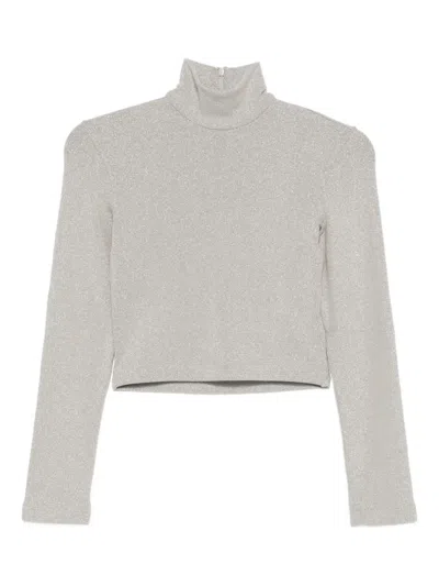 Ralph Lauren Glitter Turtleneck Top In White