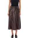 Polo Ralph Lauren Soft Leather Midi-skirt In Brown Moka