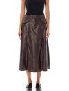 Polo Ralph Lauren Soft Leather Midi-skirt In Brown Moka