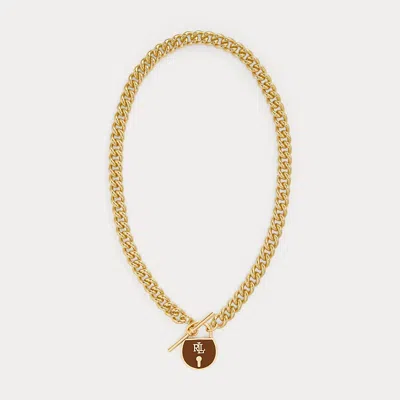 Ralph Lauren Gold-plated Padlock Pendant Necklace In Multi