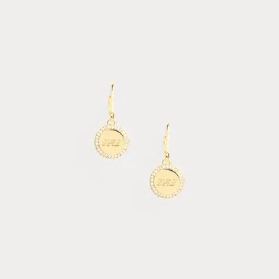 Ralph Lauren Gold-plated Pavé Logo Drop Earrings In Multi