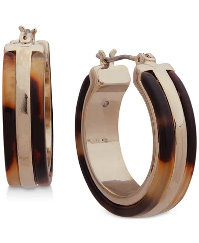 Ralph Lauren Gold-tone & Tortoise-look Small Hoop Earrings 1" In Brown