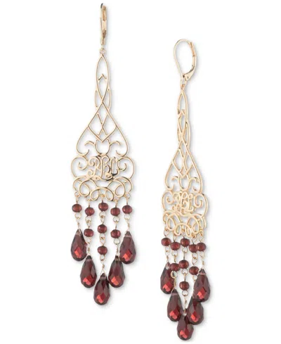 Ralph Lauren Gold-tone Beaded Chandelier Earrings