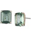 Ralph Lauren Gold-tone Color Crystal Square Stud Earrings In Green
