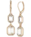 Ralph Lauren Gold-tone Crystal Double Drop Earrings In Crystal White