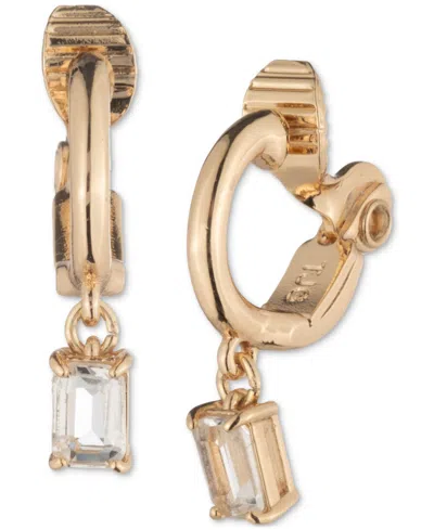 Ralph Lauren Gold-tone Crystal Drop Hoop Earrings