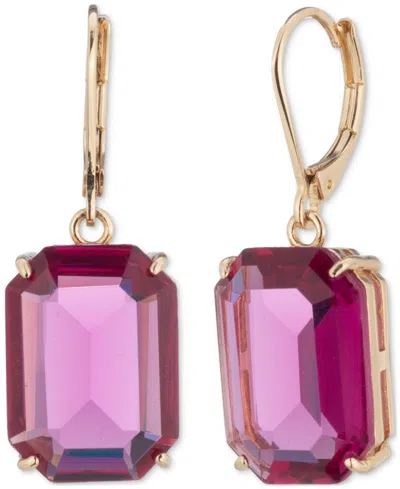 Ralph Lauren Gold-tone Crystal Stone Drop Earrings In Pink