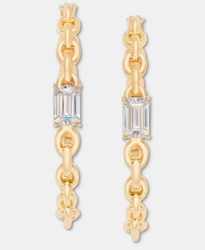 Ralph Lauren Gold-tone Cubic Zirconia Chain Link Medium Hoop Earrings, 1.14"