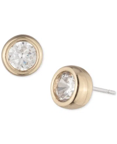 Ralph Lauren Gold-tone Cubic Zirconia Round Stud Earrings In White