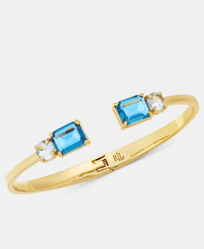 Ralph Lauren Gold-tone Double Stone Cuff Bangle Bracelet