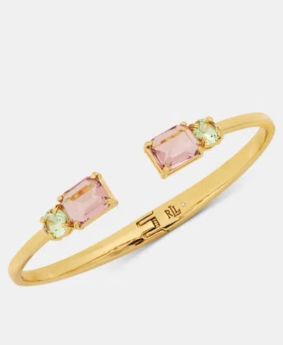 Ralph Lauren Gold-tone Double Stone Cuff Bangle Bracelet