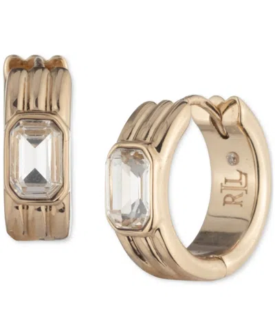 Ralph Lauren Gold-tone Extra-small Crystal Ribbed Hoop Earrings, 0.42"