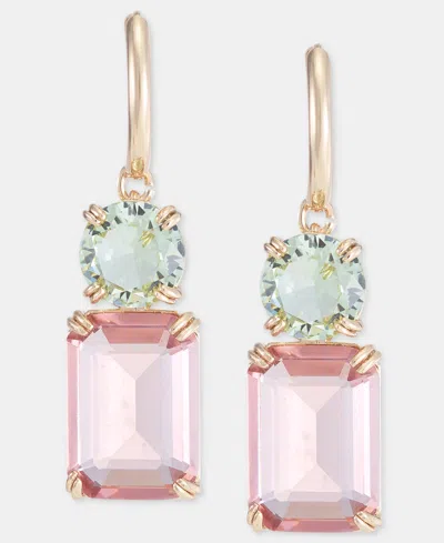 Ralph Lauren Gold-tone Glass Stone Mixed Cut Drop Earrings In Pink