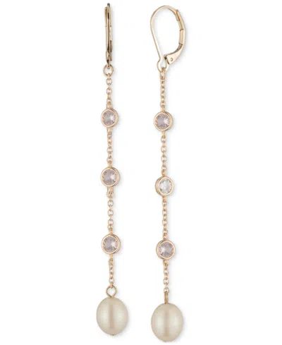 Ralph Lauren Gold-tone Imitation Pearl Beaded Linear Earrings
