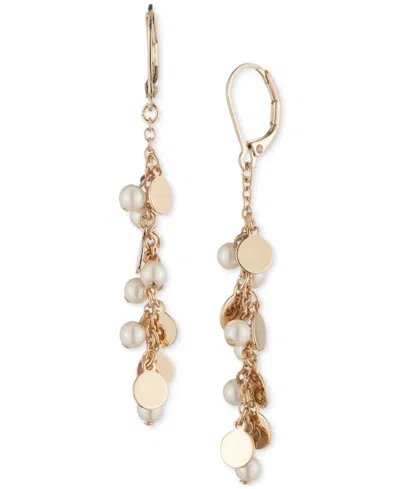 Ralph Lauren Gold-tone Imitation Pearl Disc Linear Earrings