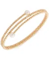 Ralph Lauren Gold-tone Imitation Pearl Wrap Cuff Bracelet In Gold