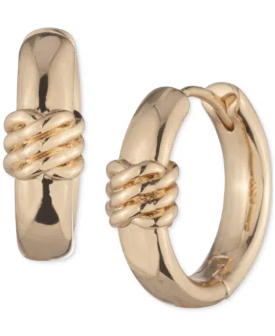 Ralph Lauren Gold-tone Knotted Small Huggie Hoop Earrings, 0.55"
